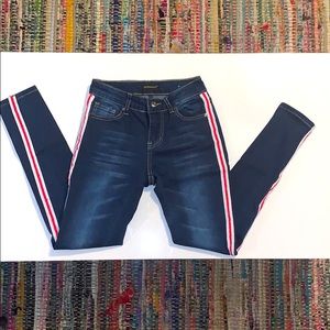 Skinny Jeans with Red/ White Stripes